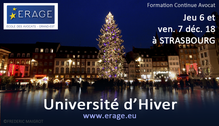 A partir de jeudi, nous vous donnons rendez-vous à l'Université d'Hiver de l'ERAGE à Strasbourg   ! 
