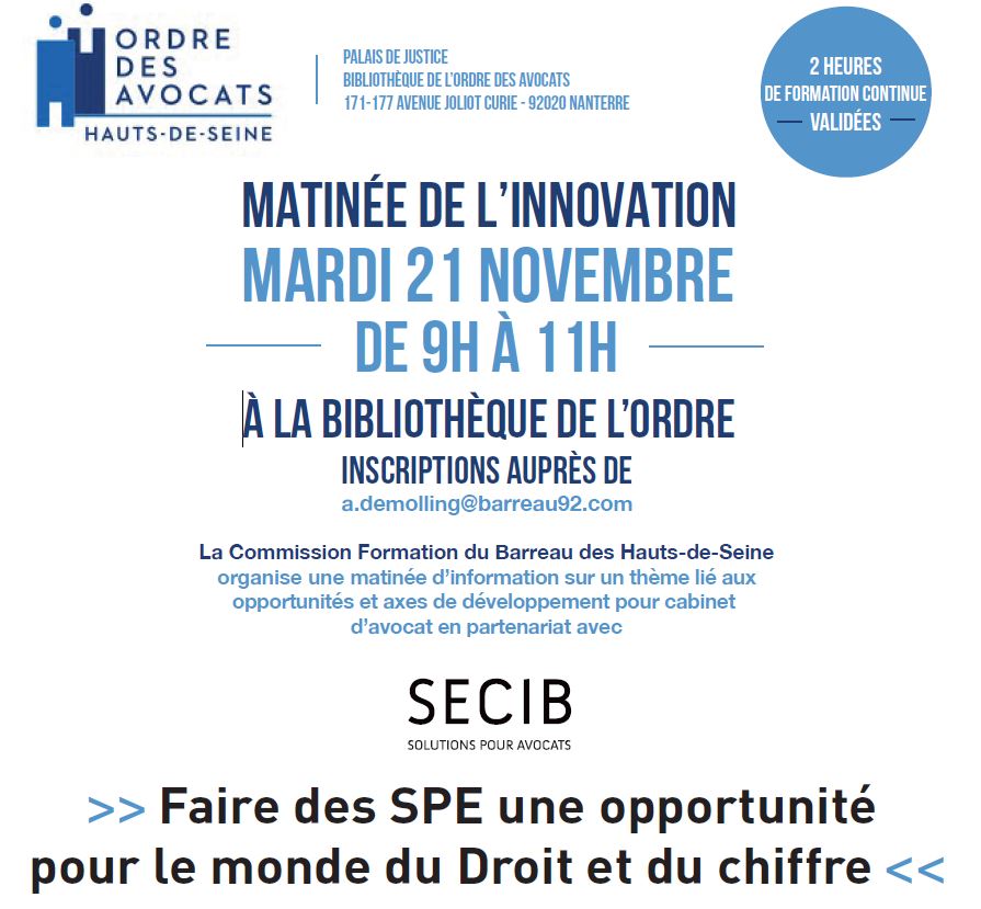 Rendez-vous à la matinée de l'innovation le 21 novembre prochain à Nanterre ! 